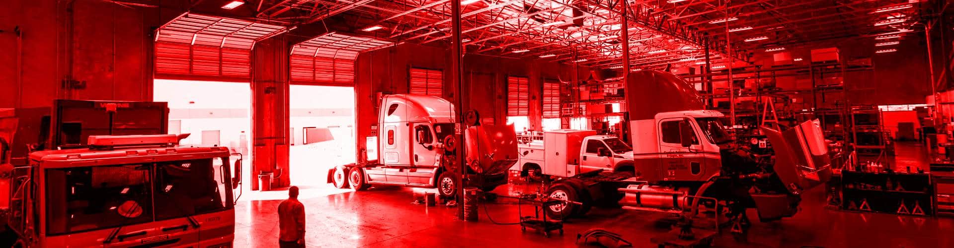 Semi trucks being repaired at Betts Truck Parts