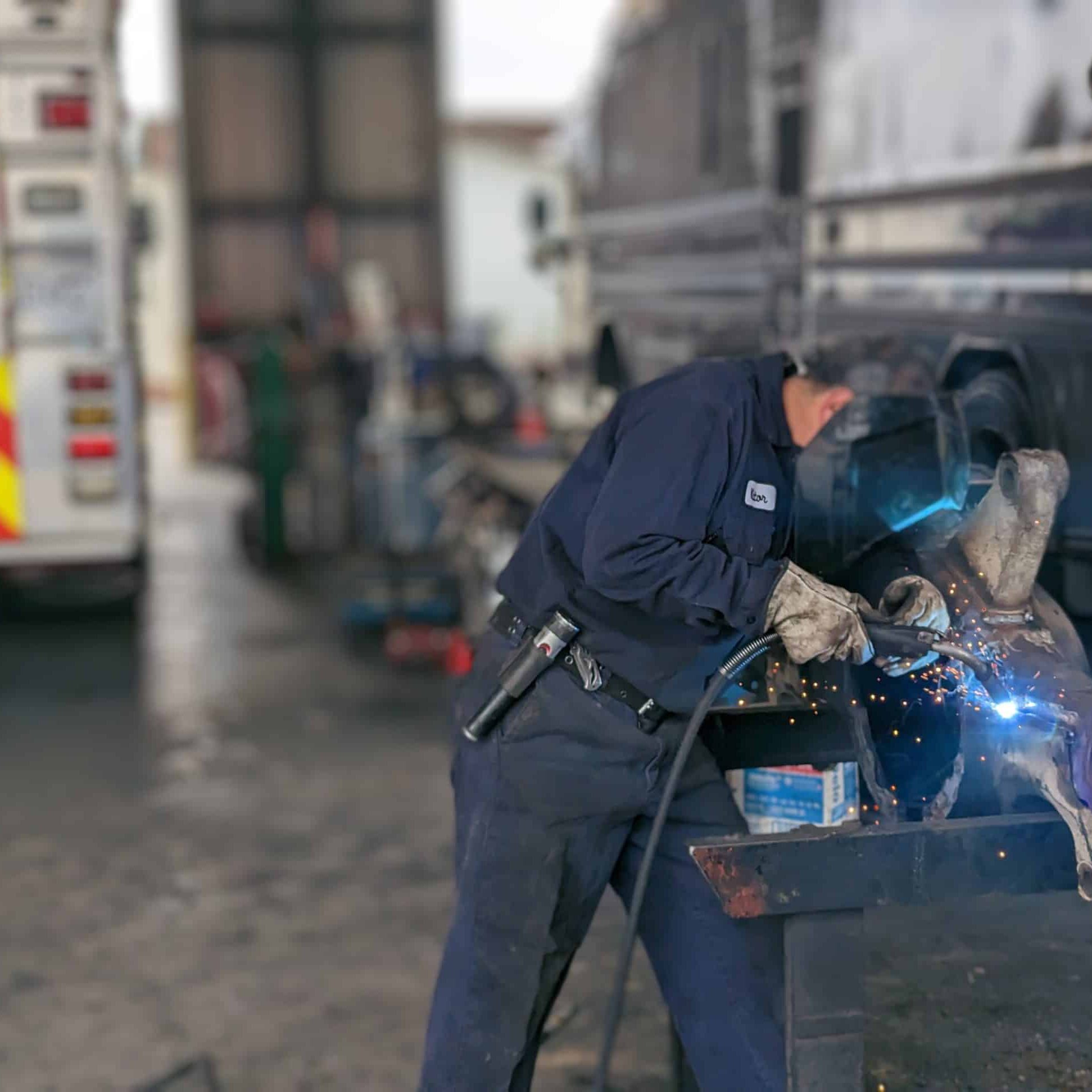 Axle housing being welded at Betts Fontana